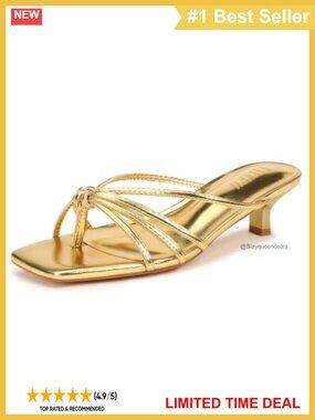 Kitten Heel Square Toe Strappy Thong Mule Sandals Slip On Women's Dress Shoes